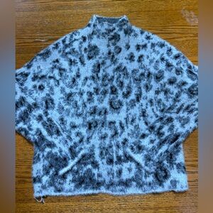 Philosophy Animal Print Sweater Size S Soft Black Long Sleeves Mock Neck